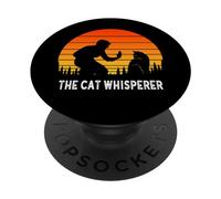 Cat Dad Mum Mom The Cat Whisperer Feline Retro PopSockets Adhesive PopGrip