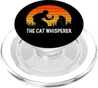Cat Dad Mum Mom The Cat Whisperer Feline Retro PopSockets PopGrip for MagSafe