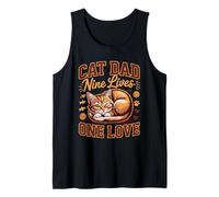 Cat Dad Nine Lives One Love Feline Father Tank Top