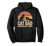 Cat Dad Powered By Purrs Retro Sunset Fathers Day Pullover Hoodie