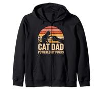 Cat Dad Powered By Purrs Retro Sunset Fathers Day Zip Hoodie