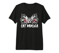 Cat Dadcula Kitty Dracula Vampire Cat Dad Halloween Costume Premium T-Shirt