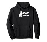 Cat Daddy Minimal White Silhouette Pet Father Kitty Lover Pullover Hoodie