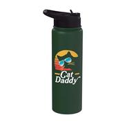 Cat Daddy Vintage 80s Style Cat Retro Sunglasses Distressed Stainless Steel Insulated Water Bottle