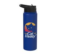 Cat Daddy Vintage Eighties Style Cat Retro Distressed Stainless Steel Insulated Water Bottle