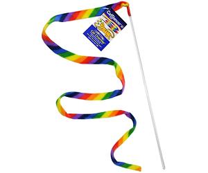 CAT DANCER Products Rainbow Cat Wand Charmer, Safe Teaser Wand for Indoor Cats & Kittens, Flexible Exercise Toy Made of Multicolor Fabric Ribbon, For Medium Breeds