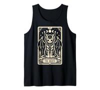 Cat Death Tarot Gothic Occult Card Art Bat Wing Women Girls Tank Top