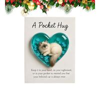 Cat Decor - Meaningful Present Heart-Shaped Keepsake | Mini Cats With Positive Card, Mini Cats Figurine Keepsakes, For Pet Lover Sympathy Home Bookshelf Bedside Collection Holiday Memorial Decoration