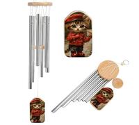 Cat Delivers Letter Memorial Wind Chimes for Outside Deep Tone 20.5", 6 Aluminum Tubes, Sympathy Windchimes Personalized Chimes for Outdoor Garden Patio Yard Decor, Bereavement Condolence Gift