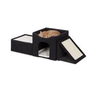 Cat den with ramp Foldable Pet House Removable Cushions Space-Saving Spacious