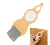 Cat Deshedding Comb - Metal Teeth Detangler Brush with Magnifier, Grooming Tool for Short | sturdy Medium & Long Hair Cats, Pet Shedding Brush, Hair Remover for Tangle-Free & Coat Care