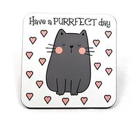 Cat Design Novelty Coaster with Feel Good Message - Unique Fun Birthday Gift - Made in UK