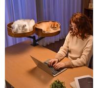 Cat Desk Bed, 360° Rotating Raised Desk Nest, Cat Bed, Height Adjustable and Space-Saving Raised Bed for Cats, Mounted Desk Bed for Pets for the Home Office