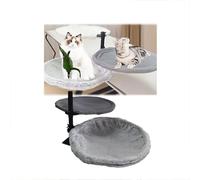 Cat desk bed bedside Modern Indoor Cat 360° Rotating 4 Height Adjustable Feline Shelf Bed Steel Frame Nest Furniture for Office Desks Game Tables Island Table Desk Mount Supports up to 50lbs(Medium)
