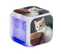 Cat Desk Clock - Kids LED Timer, Digital Cubic Alarm, Colorful Table Display Unit, Decorative Home Desk Piece | Accessory Set