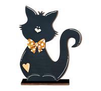 Cat Desk Decor, Black Cat Signs Table Decorations, Wooden Home Accent, Ideal for Halloween, Indoor Shelves, Living Room, Bedroom, Kitchen, Dorm, Apartment, Parties, and Farmhouse Tabletop