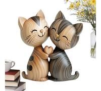 Cat Desk Decor - Cute 2d Couple Cat Wooden Sign for Table,Animal Home Decorations for Valentines Cabinet Cubicle Entryway Birthday Friends Holiday Bedroom Living Room Shelf