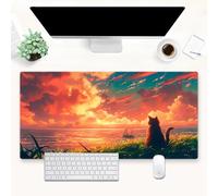 Cat Desk Mat Sunset Ocean Mouse Pad Anime Large Gaming Mouse Pad XL Full Desk Mousepad Extended Keyboard Mat Big Long Mouse Mat Laptop Desktop Mat Pad Cute Desk Decor for Women 31.5''X15.7''