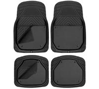 Cat Detachable Deep Dish Car Floor Mats for Auto Rubber w/Removable Carpet Liner - Easy-Clean Automotive Floor Liners Heavy Duty All Weather Set, Black and Charcoal Gray