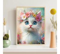 Cat Diamond Art 5D Animal Diamond Painting Kits for Adults Full Round Drill, Crystal Rhinestone Embroidery Kit, DIY Paint by Numbers Cross Stitch Gem Art, Home Wall Decor Gifts 10x15cm/4x6inch,z@1093