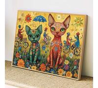 Cat Diamond Art 5D Flower Diamond Painting Kits for Adults Full Square Drill, Crystal Rhinestone Embroidery Kit, DIY Paint by Numbers Cross Stitch Gem Art, Home Wall Decor Gifts 40x50cm(16x20"),z@1476
