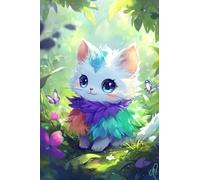 Cat Diamond Art Butterfly Diamond Painting Kit, 5D Full Drill Crystal Art Kits, DIY Cross Stitch Gem Arts Crafts Dimond Painting Embroidery Kit, Crafts for Adults, for Home Wall Decor 20x30cm Q-793