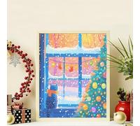 Cat Diamond Art Christmas Diamond Painting Kit 12x16 Inch, Full Drill Crystal Art Craft Kits Beginner Adult Hobbies for Women, Colorful Rhinestone Square Gem Canvas Paintings for Home Wall Decor Lq636
