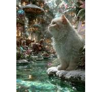 Cat Diamond Art Kits Adults,5D Animal Diamond Painting Kit for Beginner, DIY Crystal Art Crafts for Adults, Square Rhinestones Paintings Kits for Room Decor Gifts for Women 12x16inch -FZ250894O