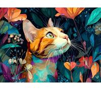 Cat Diamond Art Kits Adults, 5D Diamond Painting Animal Pattern, DIY Full Drill Gem Crystal Arts and Cafts for Adults, Rhinestone Embroidery Kit for Beginner, Home Decor, Gifts (18x24in) -hcw25097C