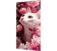 Cat Diamond Art Kits Adults, 5D Diamond Painting Flower Crystal Art Kits for Adults, DIY Round Gem Dots Rhinestone Embroidery Paintings Crafts Beginners Kids, Home Wall Decor Gifts 30x60cm bd7-k5