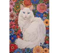 Cat Diamond Art Kits Adults, 5D Diamond Painting Flower, DIY Full Drill Cross Stitch Embroidery Crystal Art Kits, Crafts for Adults, Paintings for Home Wall Decor, Gifts for Women 24x32 inch 1-4333
