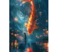 Cat Diamond Art Kits Adults, 5D Diamond Painting Kits for Adults Fish, DIY Crystal Art Painting Pictures, Full Drill Embroidery Cross Stitch for Home Wall Decor, Gifts for Women 28x38in 8-3368