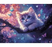 Cat Diamond Art Kits Adults, Diamond Painting Butterfly Dimond Art 5D DIY Full Round Drill Crystal Embroidery Cross Stitch Crafts Crafts for Adults, Home Room Decor, Gifts 32"x24" -zjn25011AS