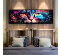 Cat Diamond Art Kits for Adults, 11.8x27.5 Inch/30x70 cm Large Dimond Picture Art for Wall Decor, Colored Diamond Painting Kit for Kids/Beginners, DIY 5D Diamond Painting Cross Stitch for Home Decor