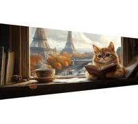 Cat Diamond Art Kits for Adults, 5D DIY Full Drill Diamond Painting Eiffel Tower Kits for Beginners, Gem Crafts Embroidery Pictures for Wall Home Decoration, Mothers Day Gifts for Mum, 30x60cm Y1-656