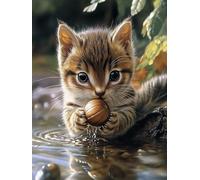 Cat Diamond Art Painting Kits for Adults, 5D Animal Diamond Painting with Accessories, DIY Full Drill Craft Supplies for Kids Embroidery Kit, Crystal Art Pictures for Home Wall Decor 70x50 cm W-2668
