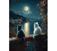 Cat Diamond Art Painting Kits for Adults, 5D Lake Diamond Painting with Accessories, Full Drill Craft Supplies for Kids Embroidery Kit, Gem Crystal Art Pictures for Home Wall Decor 120x80 cm W-2627