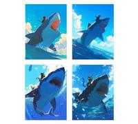 Cat Diamond Art Shark 4 Pieces Small Diamond Painting Kits 60x90cm, 2025 New Crystal Gem Art Kids Beginners Square Full Drill Painting with Diamonds, DIY Embroidery Cross Stitch Canvas Decor z182f