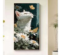 Cat Diamond Painting Flower Diamond Art Kits Adults, 5D Crystal Art Kits for Adults Kids DIY Round Full Drill Gem Art Craft Paintings Pictures Embroidery Kits Home Wall Decor Gifts 80x160cm bd28-g