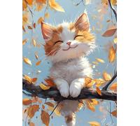 Cat Diamond Painting Kits for Adults, Large Diamond Art Canvas 32x44 inch, Round Full Drill Dimond Art Painting with Full Accessories, DIY Crystal Arts and Crafts for Adults for Autumn Home Decor C-6