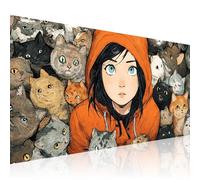 Cat Diamond Painting Kits for Adults Large Full Drill Girl Diamond Art with Accessories, DIY 5D Gem Crystal Art Craft for Beginners Kids Embroidery for Home Wall Decor & Women Gifts, 30x60cm 2Z-241