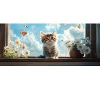 Cat Diamond Painting Kits for Adults, Pattern Chrysanthemum Diamond Art 5D DIY Full Round Drill Gem Crystal Art Kits Crafts for Adults for Home Room Decor, Bedroom Decor, Gifts 30*60CM -yym2603RR