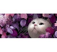 Cat Diamond Painting Kits for Adults, Pattern Flowers Diamond Art 5D DIY Full Round Drill Gem Crystal Art Kits Crafts for Adults for Home Room Decor, Bedroom Decor, Gifts 20x40inch -yym2603QY