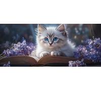 Cat Diamond Painting Kits for Adults, Pattern Magnolia Diamond Art 5D DIY Full Round Drill Gem Crystal Art Kits Crafts for Adults for Home Room Decor, Bedroom Decor, Gifts 50*100CM -yym2603IB