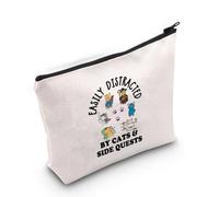 Cat Dice Gamer Makeup Bag Role Playing Gift D an D Dragon Game Zipper Pouch (Distracted by Cats 3uk)