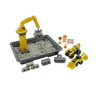 CAT Dig N’ Build Concrete Playset - 12-oz Moldable Concrete Compound, Crane, 2 Little Machines Vehicles, Construction Molds & Easy-Cleanup Tray, Sensory STEM Kit for Kids Ages 3 +