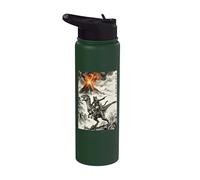 Cat, Dinosaur, Volcanic Eruption, Volcano, Vintage Anime Stainless Steel Insulated Water Bottle