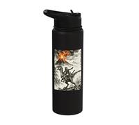 Cat, Dinosaur, Volcanic Eruption, Volcano, Vintage Anime Stainless Steel Insulated Water Bottle