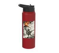 Cat, Dinosaur, Volcanic Eruption, Volcano, Vintage Anime Stainless Steel Insulated Water Bottle