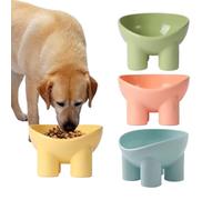 Cat Dishes - 4-Piece Elevated Food Bowls, Anti-Tip Slanted Snack Plate | Ease Neck Strain Non-Skid Pet Feeder for Kittens Cats Water Treat Fruit Hygiene Tableware Safe Feeding Home Use